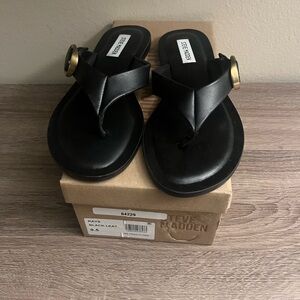 Steve Madden Black Sandals with Gold Accents